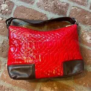 Donald J Pliner red & brown hobo bag